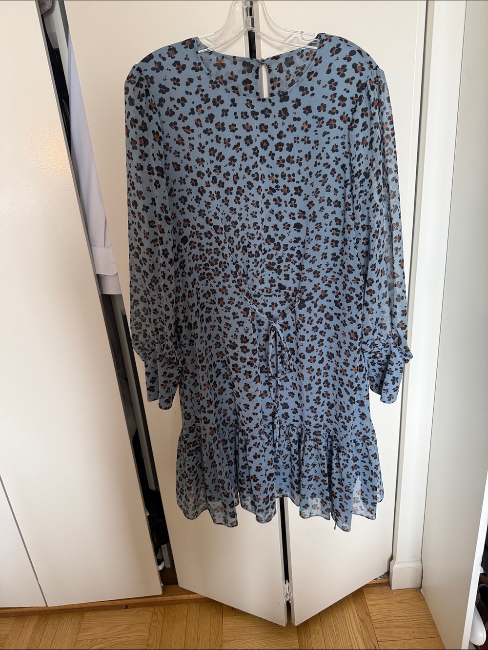 LK Bennett Light Blue Floral Tie-Front Casual Dress